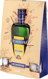 Becherovka 0,7l + kazeta 2 skla